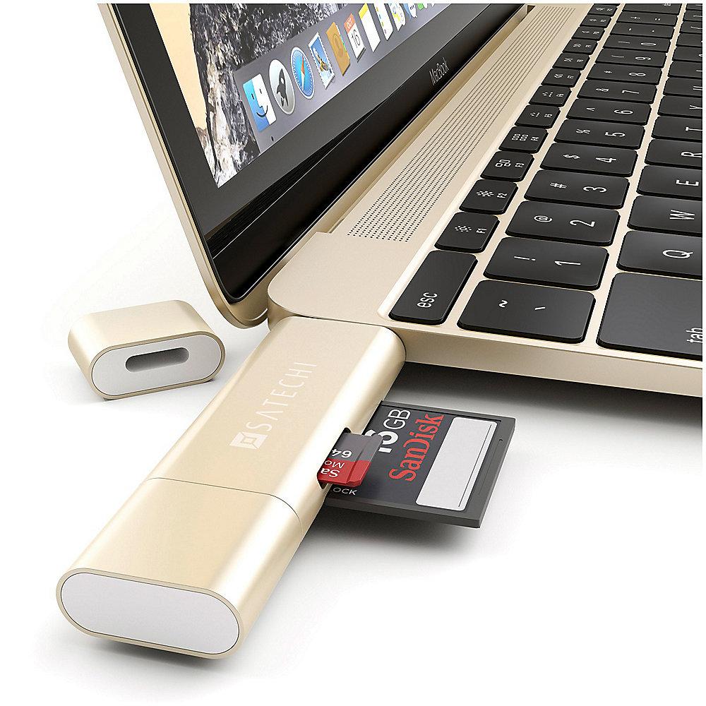 Satechi USB-C USB 3.0 und Micro/SD Card Reader Gold, Satechi, USB-C, USB, 3.0, Micro/SD, Card, Reader, Gold