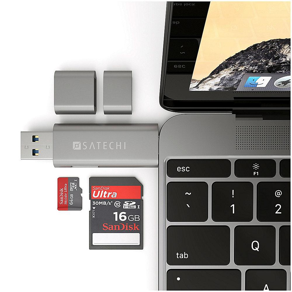 Satechi USB-C USB 3.0 und Micro/SD Card Reader Space Gray, Satechi, USB-C, USB, 3.0, Micro/SD, Card, Reader, Space, Gray