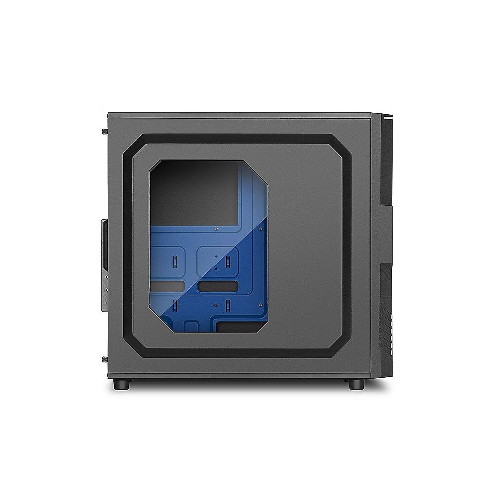 Sharkoon T3-W Midi-Tower Gehäuse mit Fenster, 2x120 mm Lüfter (Blaue LED) USB3.0