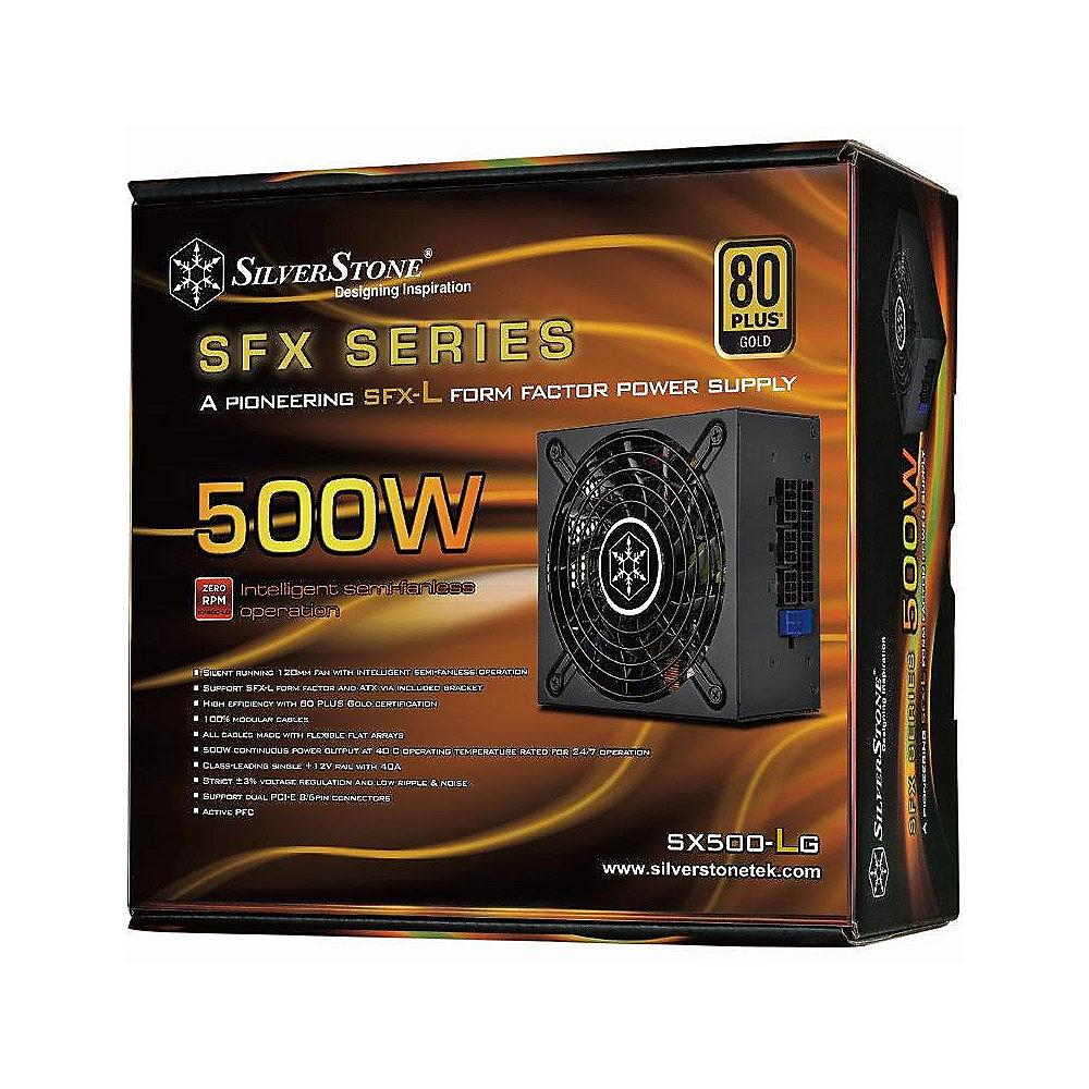 SilverStone SFX SST-SX500-LG V2.0 Netzteil 500 Watt 80  Gold (Vollmodular), SilverStone, SFX, SST-SX500-LG, V2.0, Netzteil, 500, Watt, 80, Gold, Vollmodular,