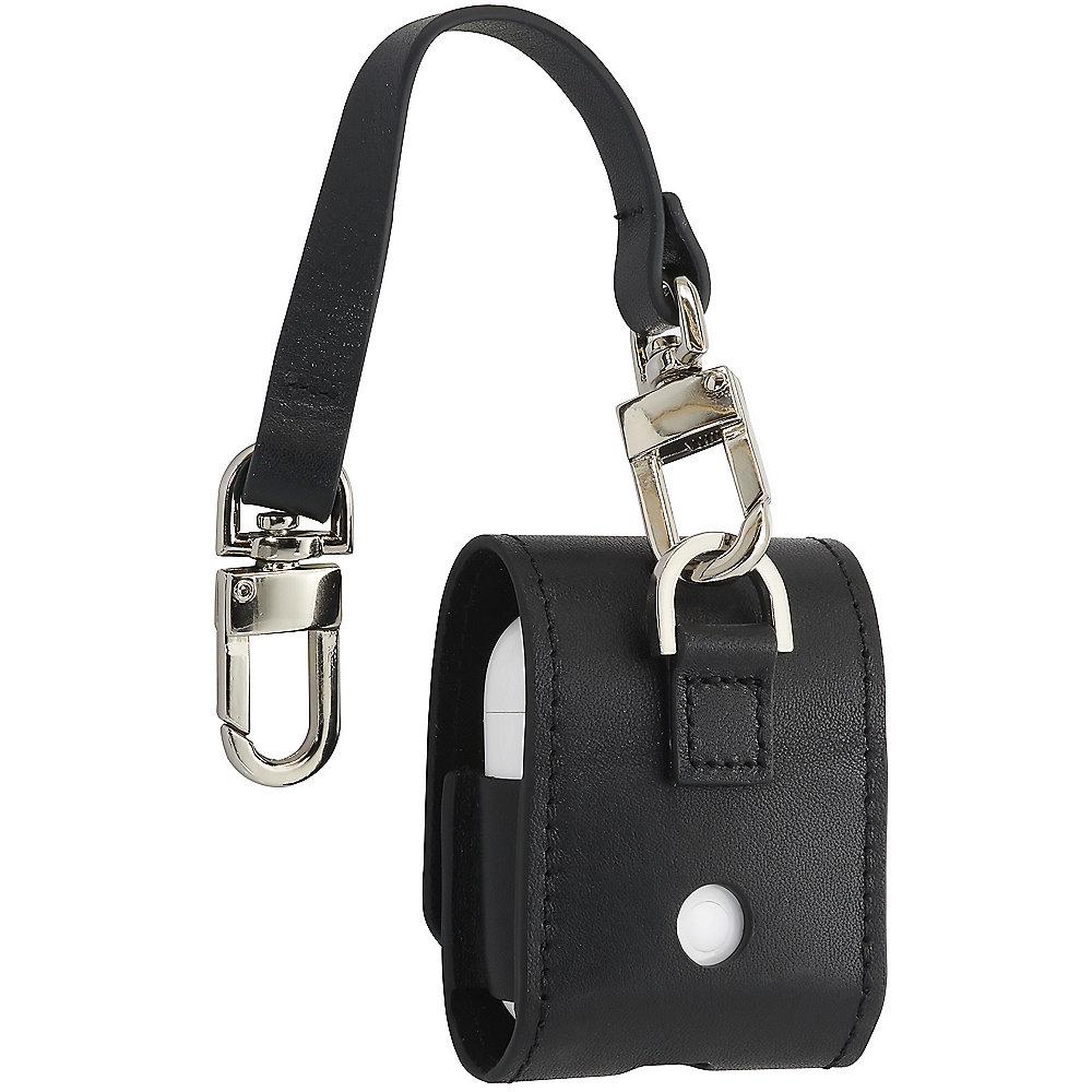 StilGut AirPod Case mit Lederband & Karabiner schwarz nappa