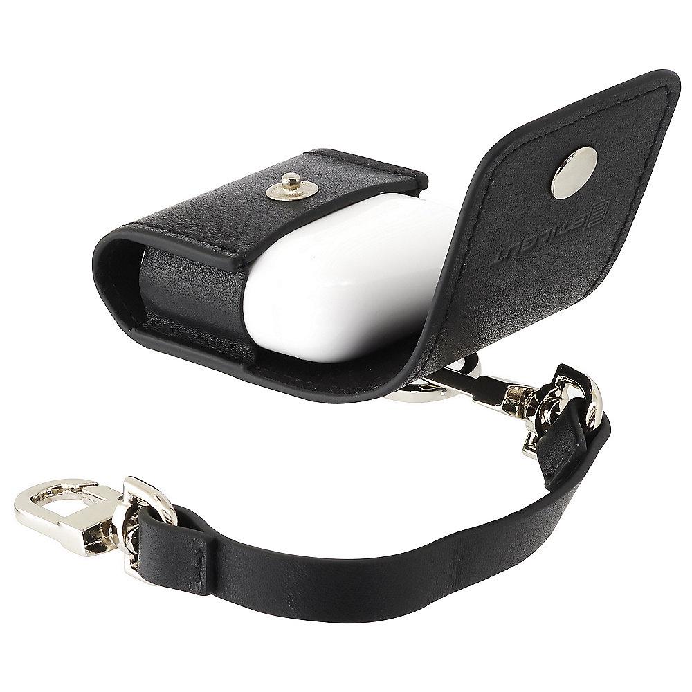 StilGut AirPod Case mit Lederband & Karabiner schwarz nappa