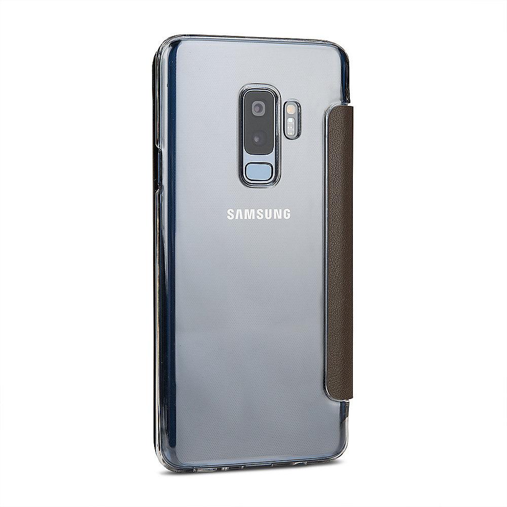 StilGut Book Type mit NFC/RFID Blocker für Samsung Galaxy S9  dunkelbraun/trans.