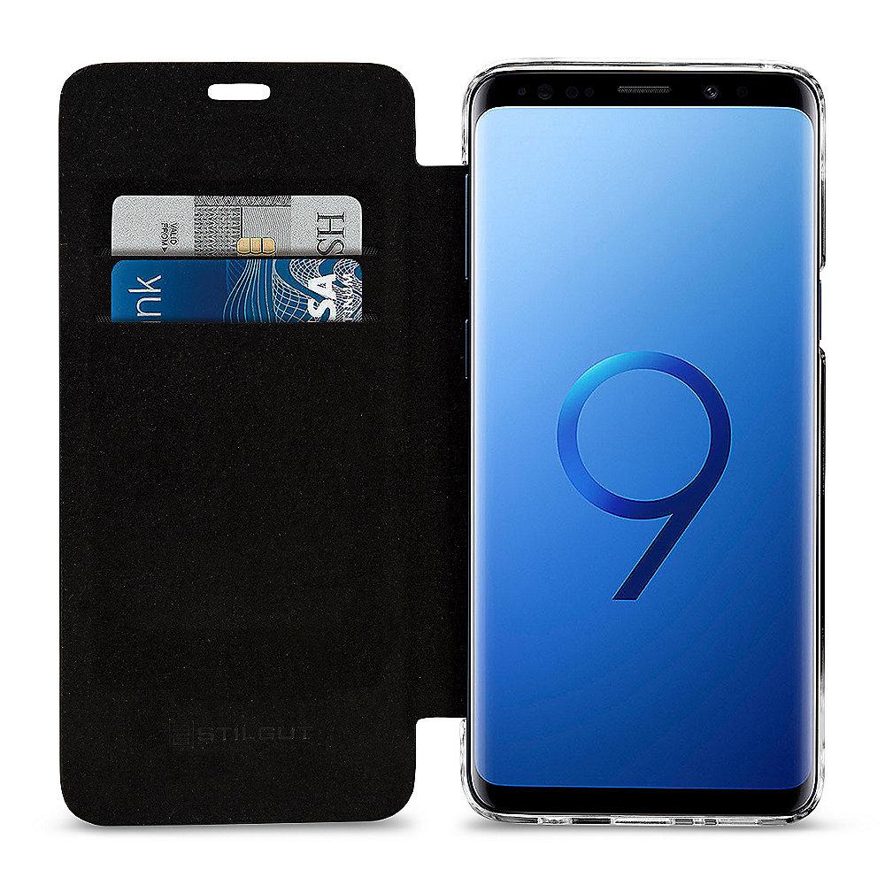 StilGut Book Type mit NFC/RFID Blocker für Samsung Galaxy S9 schwarz/transparent