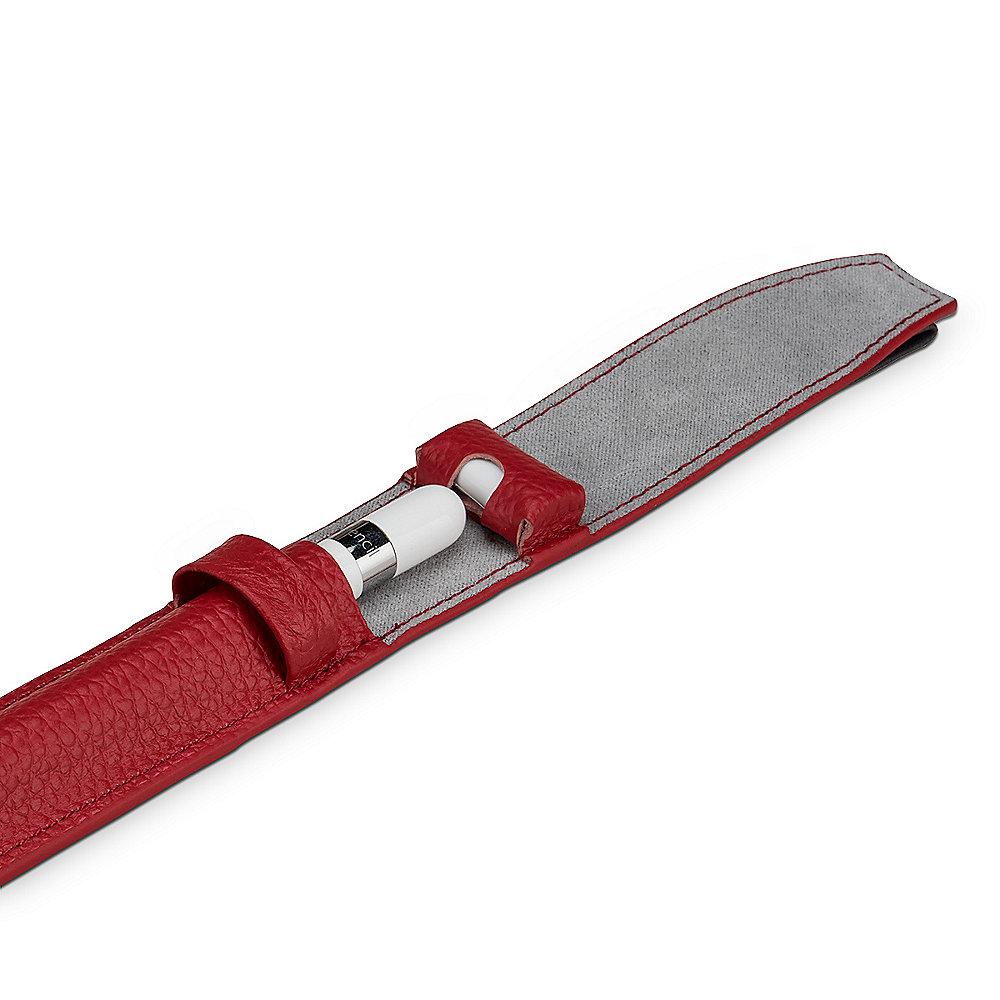 StilGut Pencil-Halter m. Adapter-Fach für iPad Pro 12.9, rot