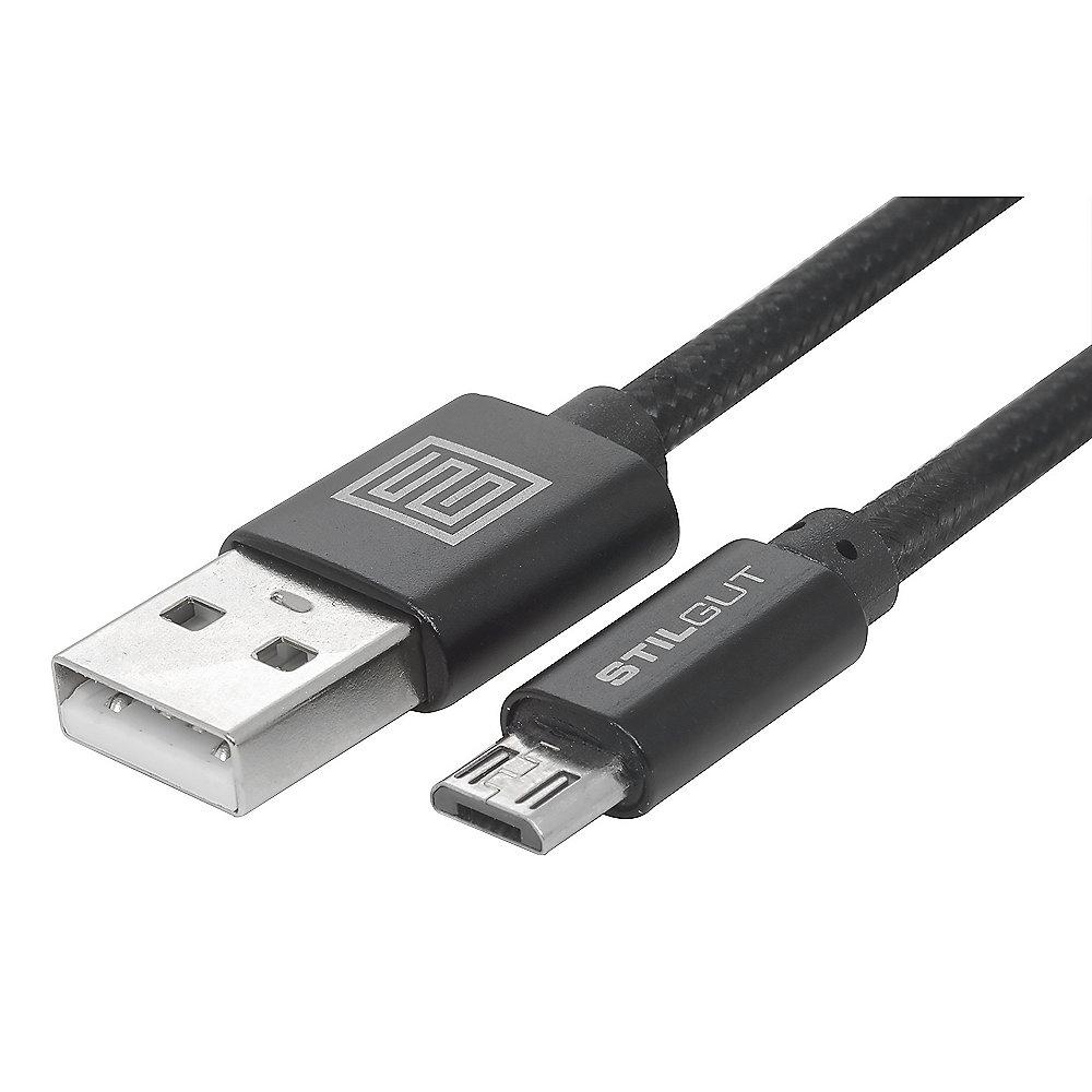 StilGut Premium Micro-USB Kabel 1m, schwarz, StilGut, Premium, Micro-USB, Kabel, 1m, schwarz