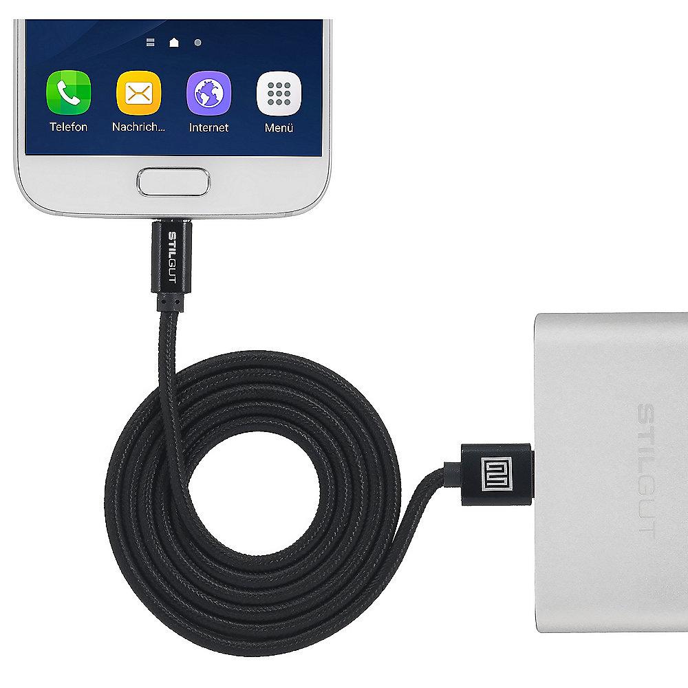StilGut Premium Micro-USB Kabel 1m, schwarz, StilGut, Premium, Micro-USB, Kabel, 1m, schwarz