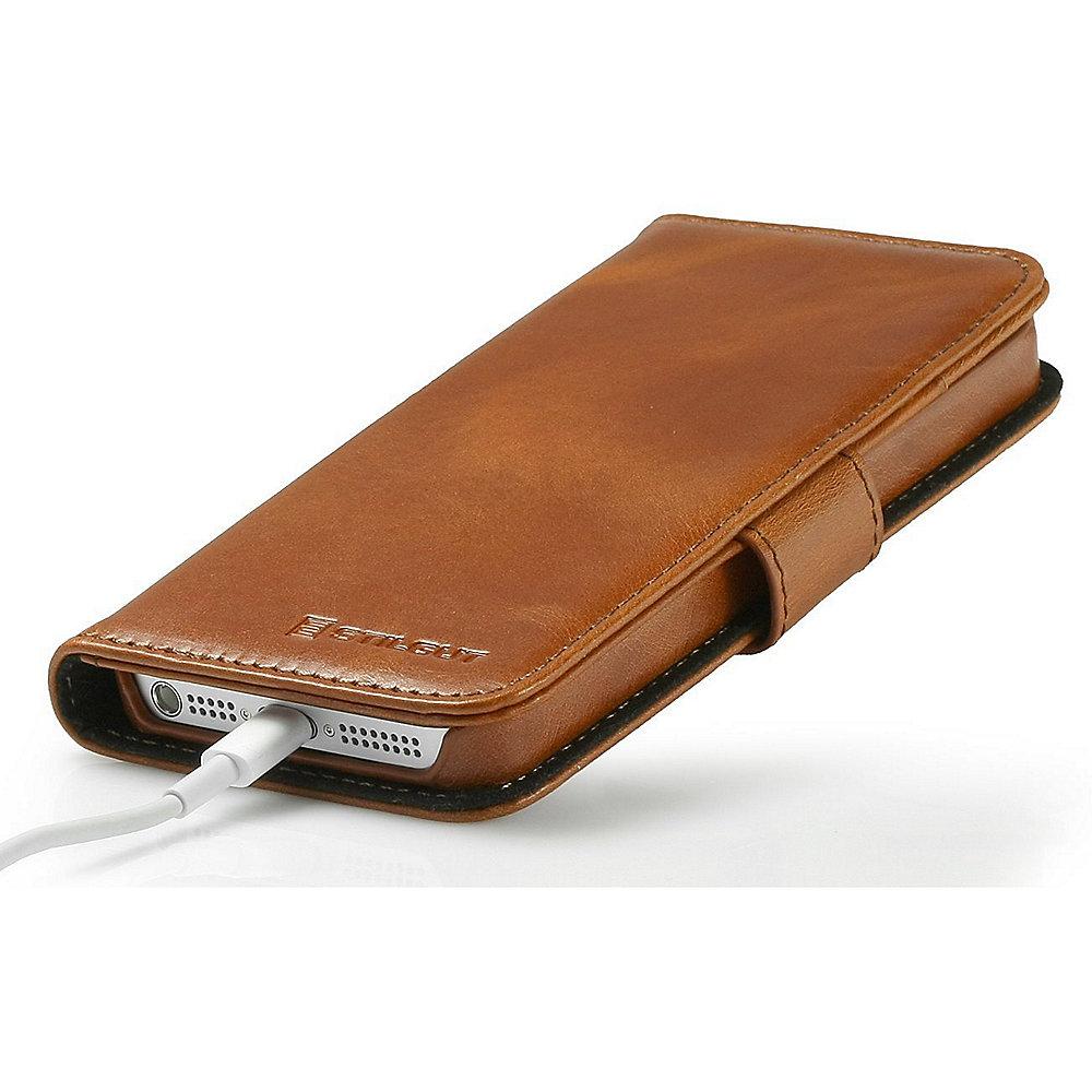 StilGut "Talis" Book Wallet Ledertasche für iPhone SE/5/5s cognac braun