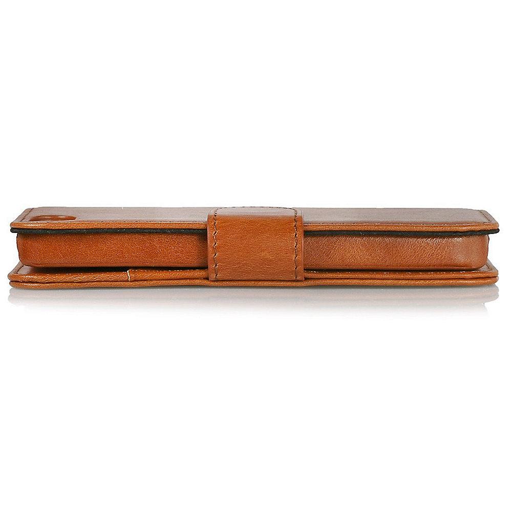 StilGut "Talis" Book Wallet Ledertasche für iPhone SE/5/5s cognac braun