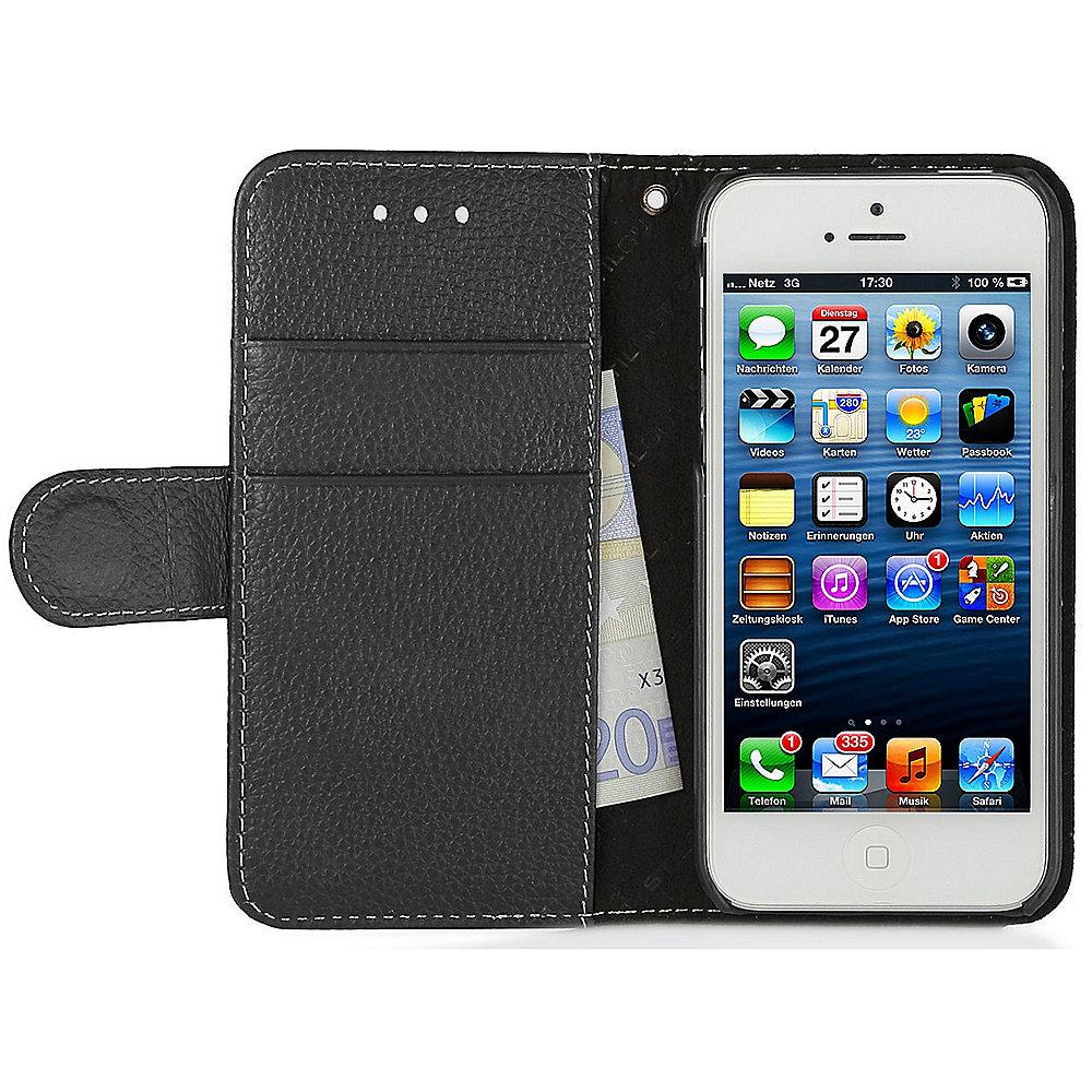 StilGut "Talis" Book Wallet Ledertasche für iPhone SE/5/5s schwarz