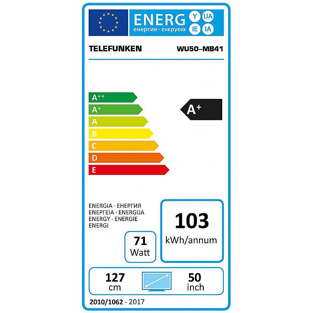 Telefunken WU50-MB41 140cm 50" 4K UHD  DVB-T2/C/S2 CMP1200 Smart TV