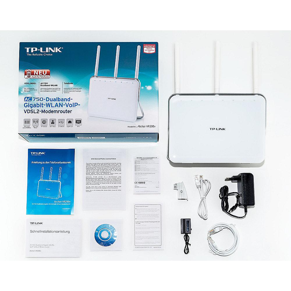 TP-LINK Archer VR200v AC750 VoIP WLAN-ac VDSL/ADSL Modem Gigabit Router DECT
