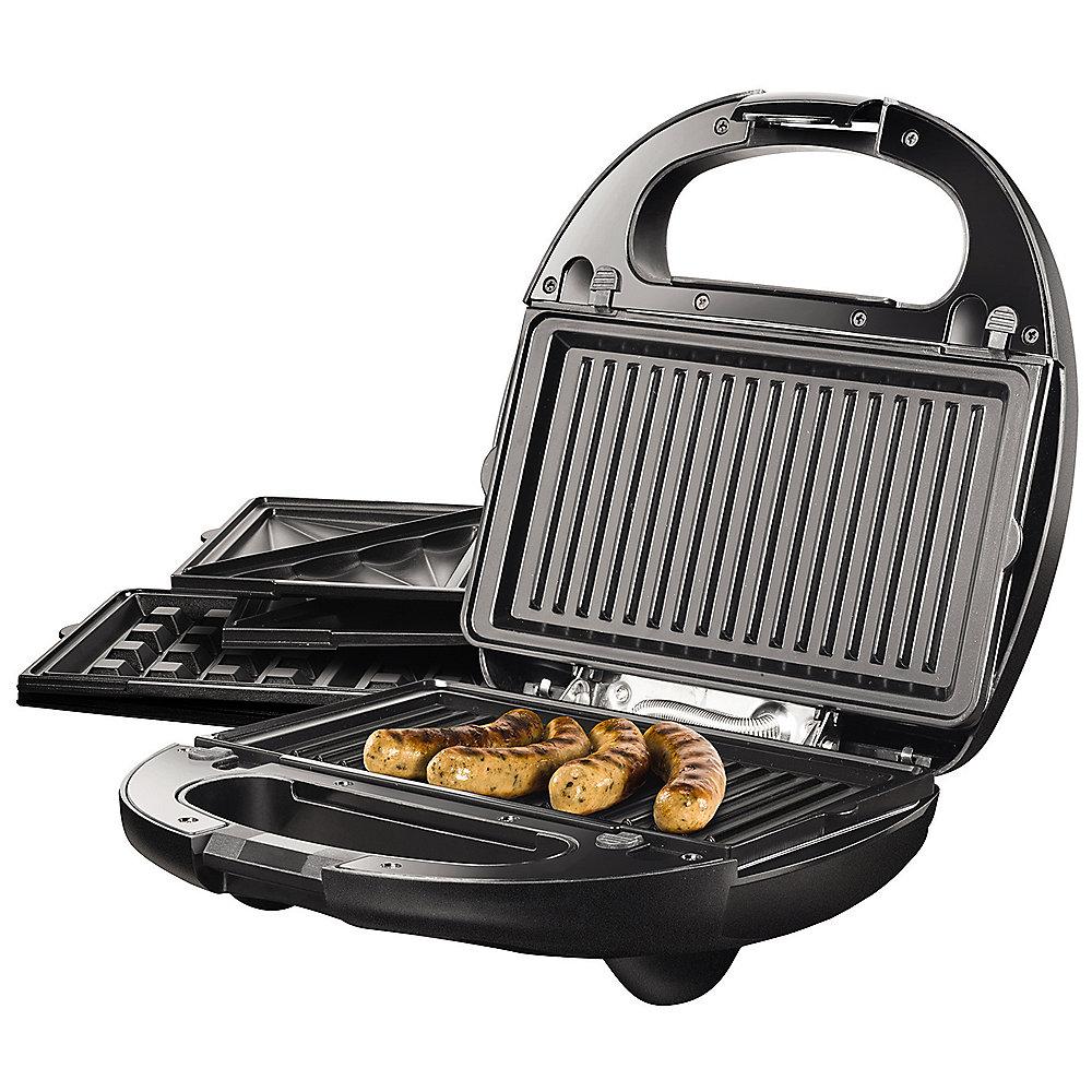 Unold 48356 Multi 3in1 für Grillen, Sandwiches und Waffeln Schwarz