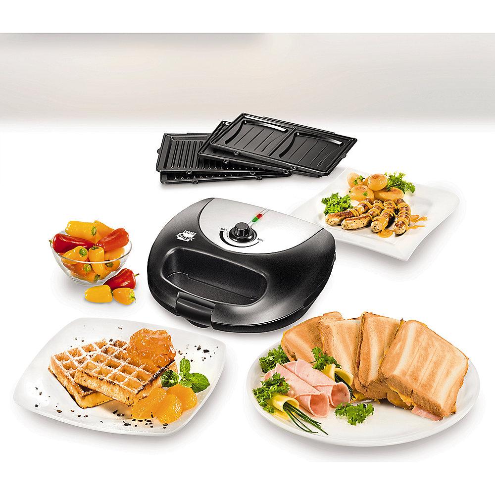 Unold 48356 Multi 3in1 für Grillen, Sandwiches und Waffeln Schwarz