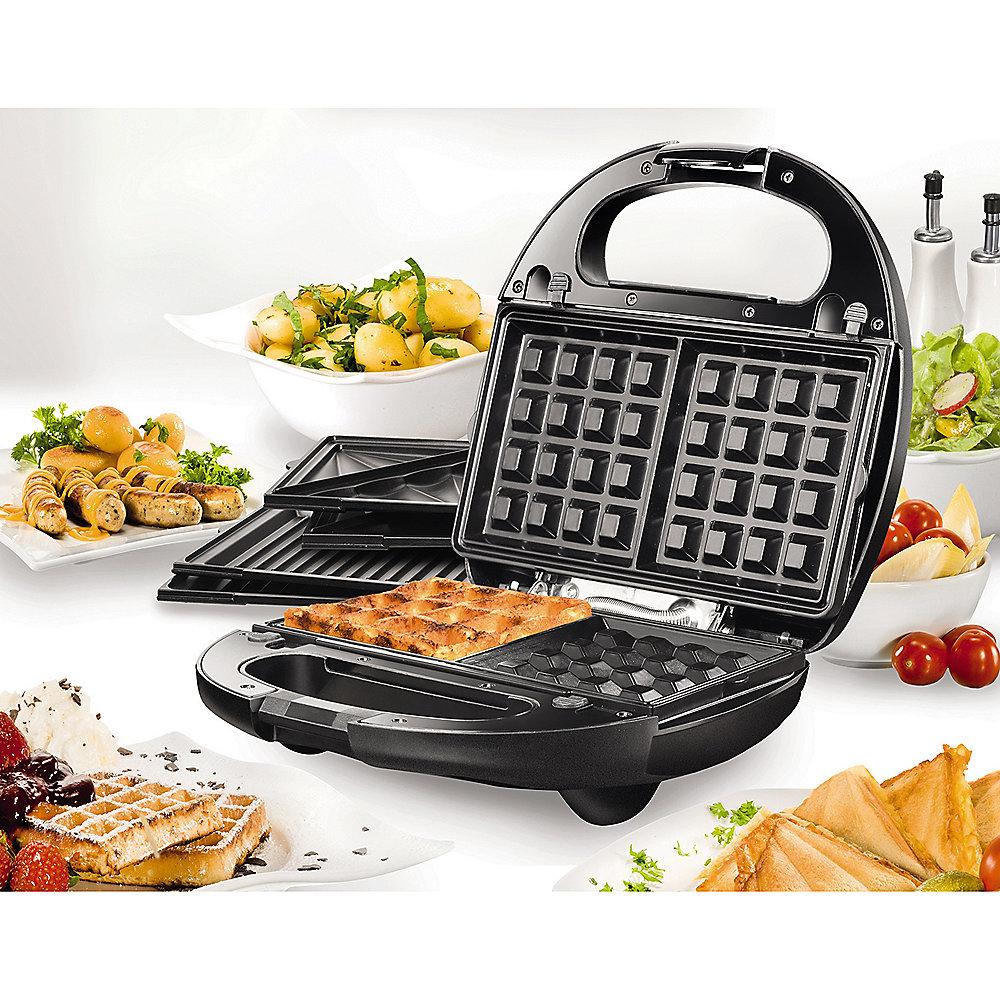 Unold 48356 Multi 3in1 für Grillen, Sandwiches und Waffeln Schwarz