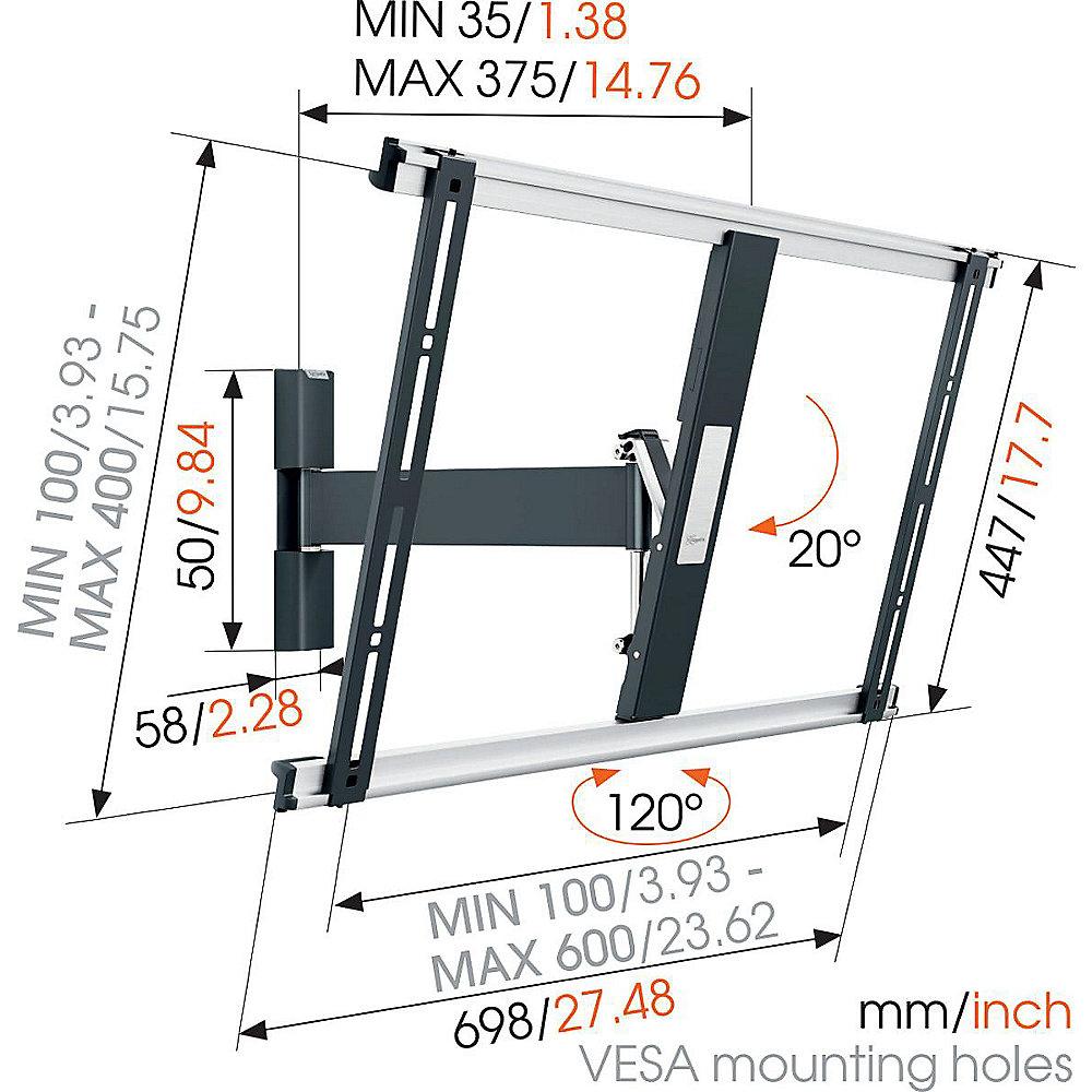 Vogels THIN 525 neig-/schwenkbare Wandhalterung - VESA bis 600x400 mm schwarz