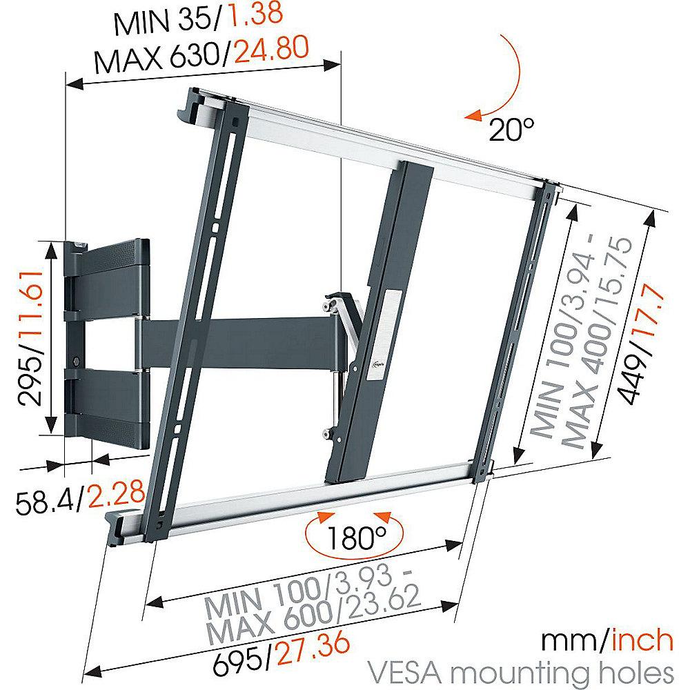 Vogels THIN 545 neig-/schwenkbare Wandhalterung - VESA bis 600x400 mm schwarz, Vogels, THIN, 545, neig-/schwenkbare, Wandhalterung, VESA, bis, 600x400, mm, schwarz