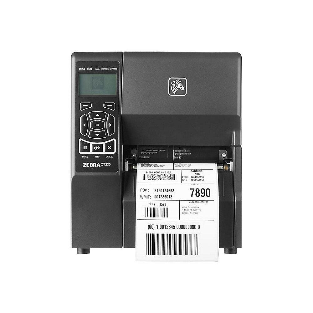 Zebra ZT230 Etikettendrucker Monochrom Cutter USB LAN Seriell 203 dpi