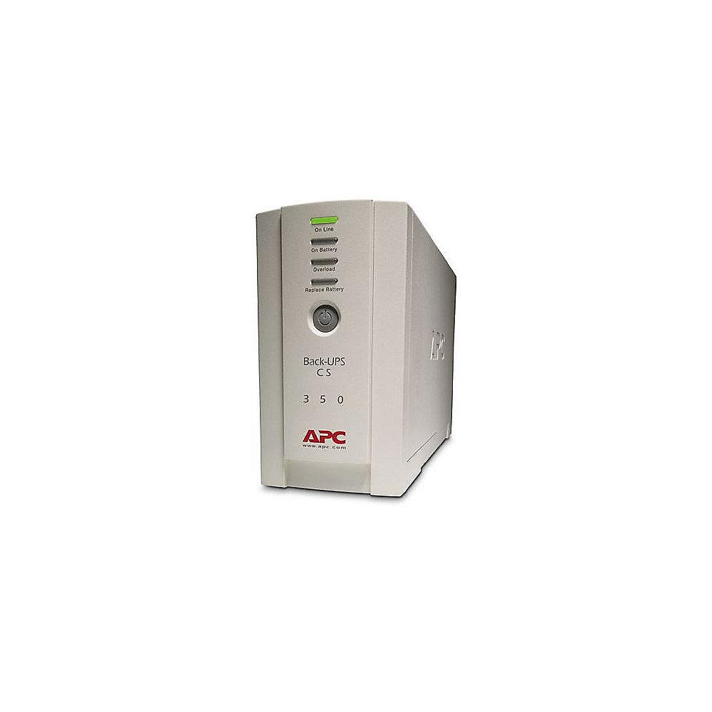 APC Back-UPS USV CS-350 4-fach 350VA USB/Seriell 1x RJ-45 (BK350EI), APC, Back-UPS, USV, CS-350, 4-fach, 350VA, USB/Seriell, 1x, RJ-45, BK350EI,