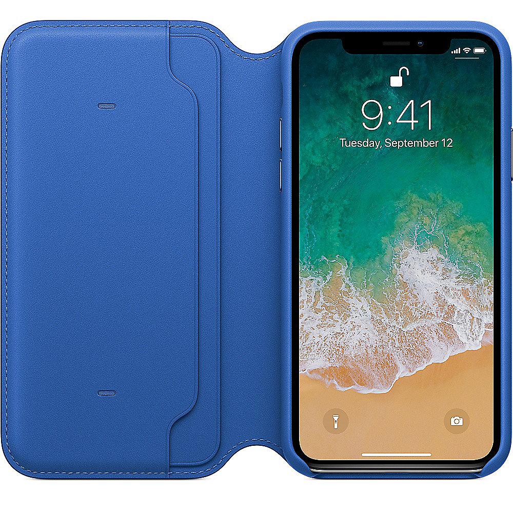 Apple Original iPhone X Leder Folio Case-Electric Blau