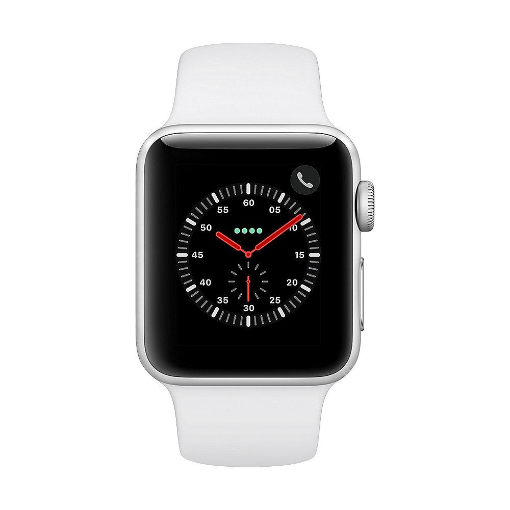 Apple Watch Series 3 LTE 38mm Aluminiumgehäuse Silber mit Sportarmband Weiß