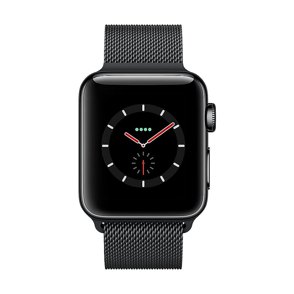 Apple Watch Series 3 LTE 38mm Edelstahlgehäuse Space Schwarz Milanaise Schwarz