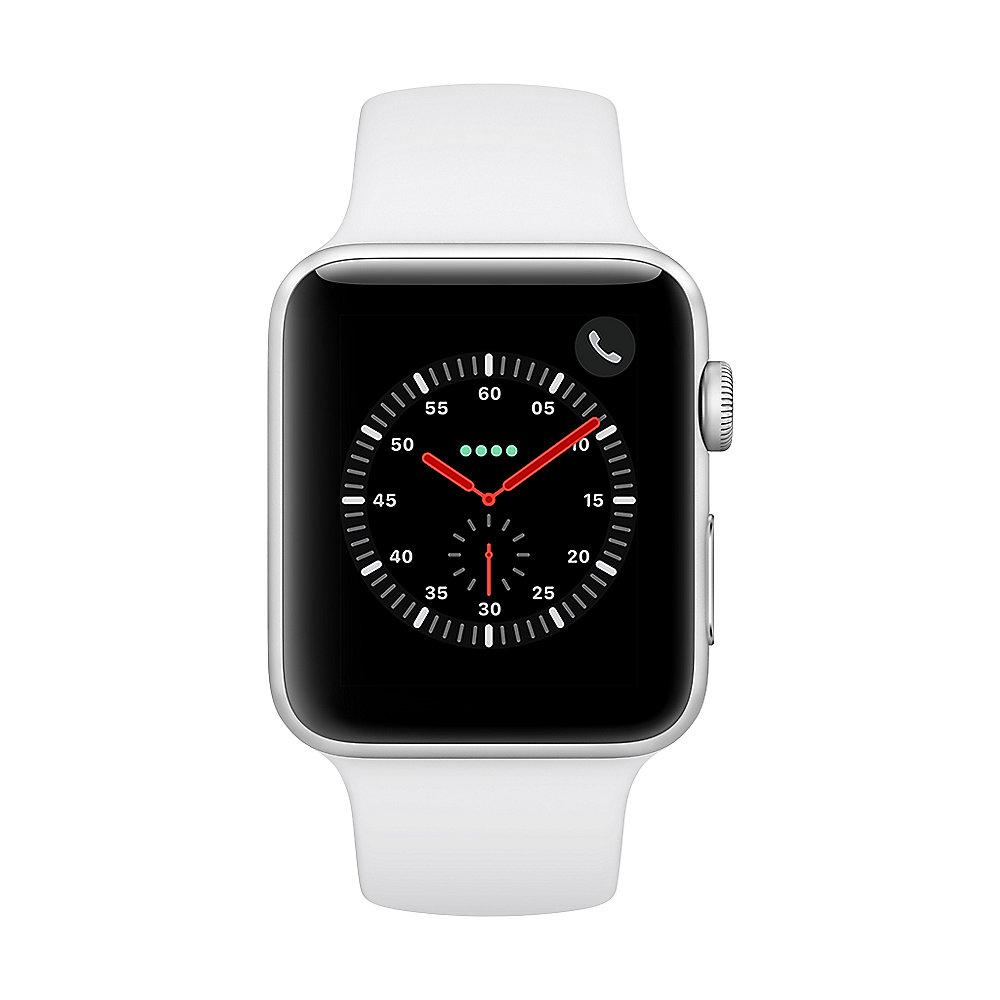 Apple Watch Series 3 LTE 42mm Aluminiumgehäuse Silber mit Sportarmband Weiß