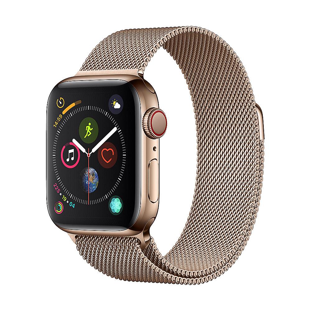 Apple Watch Series 4 LTE 40mm Edelstahlgehäuse Gold mit Milanaise Armband Gold