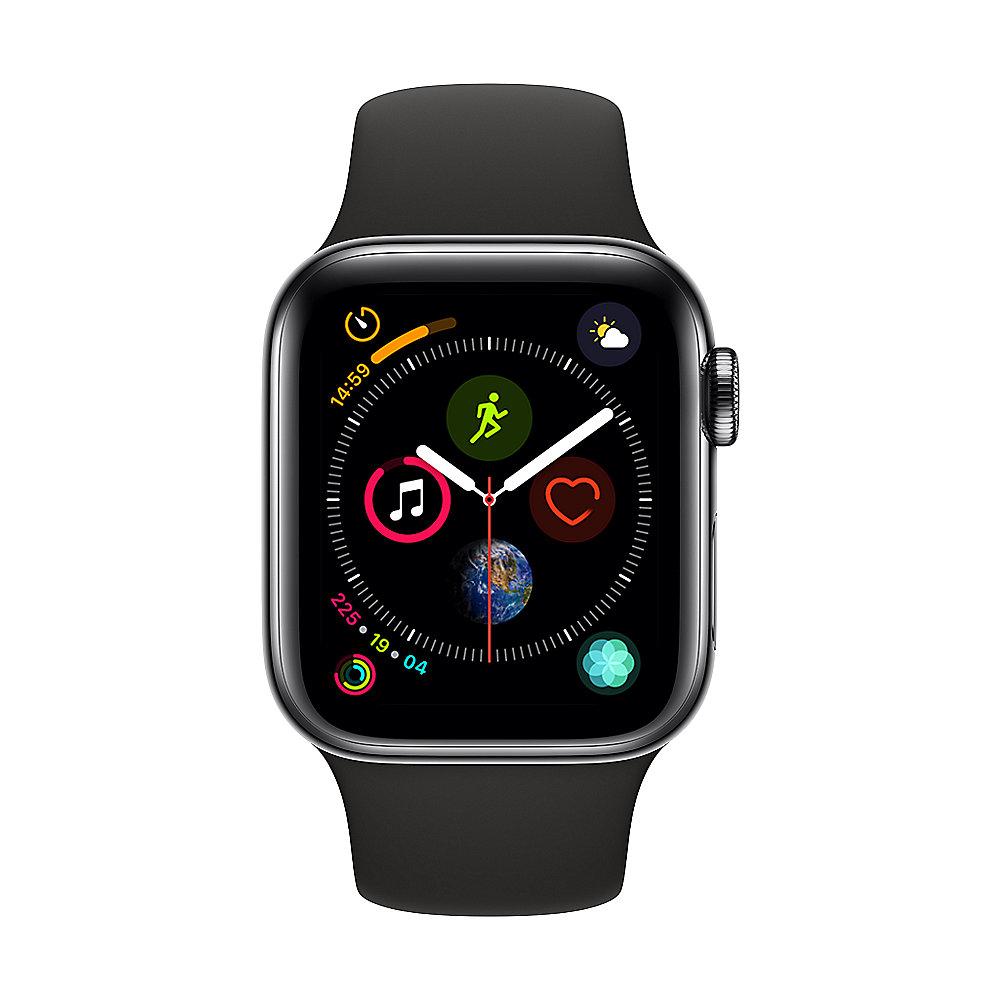 Apple Watch Series 4 LTE 40mm Edelstahlgehäuse SpaceSchwarz Sportarmband Schwarz