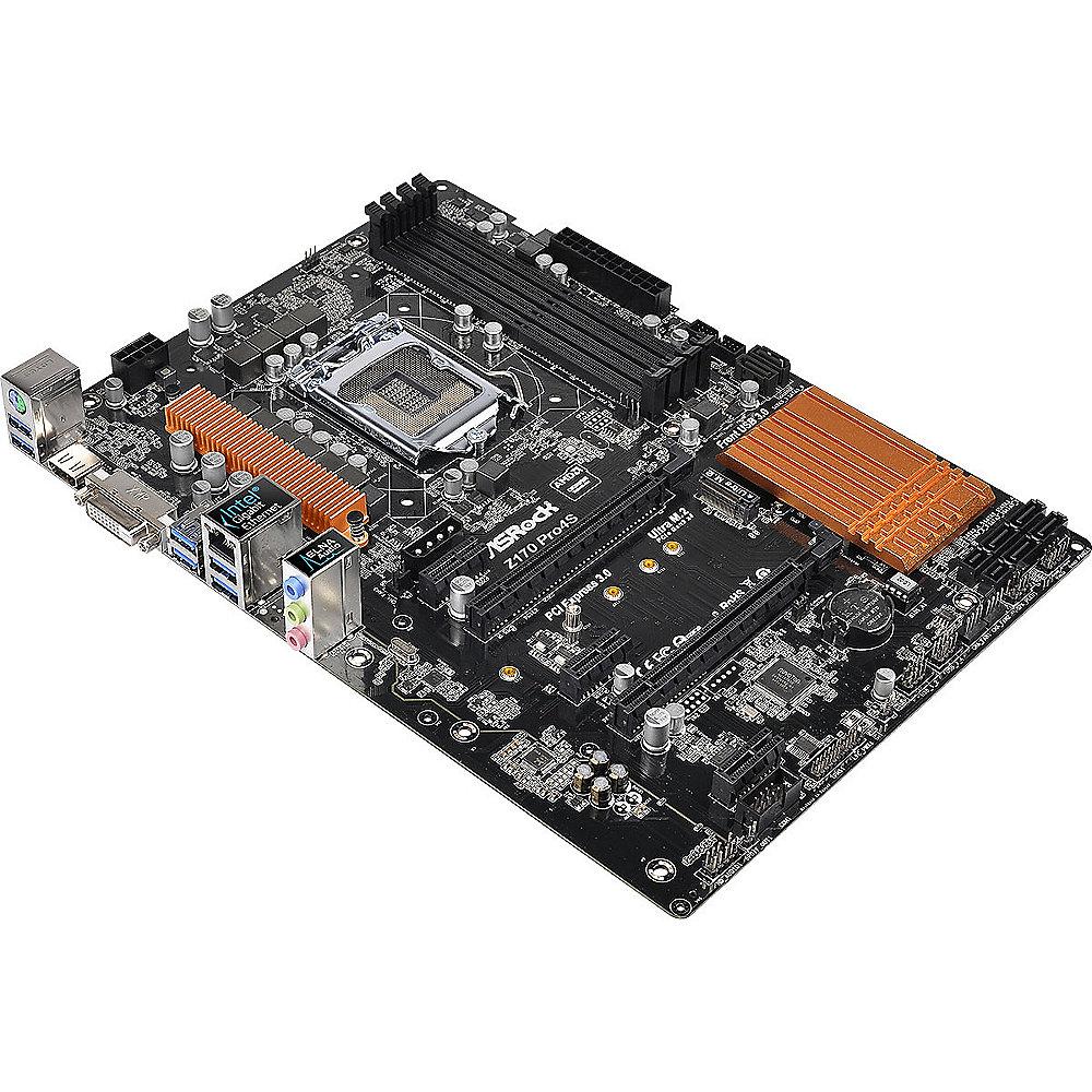 ASRock Z170 Pro4S USB3.0/SATA600/DVI/HDMI/M.2/SATAe ATX Mainboard Sockel 1151, ASRock, Z170, Pro4S, USB3.0/SATA600/DVI/HDMI/M.2/SATAe, ATX, Mainboard, Sockel, 1151