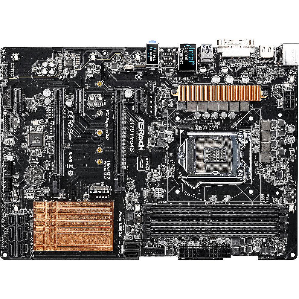 ASRock Z170 Pro4S USB3.0/SATA600/DVI/HDMI/M.2/SATAe ATX Mainboard Sockel 1151, ASRock, Z170, Pro4S, USB3.0/SATA600/DVI/HDMI/M.2/SATAe, ATX, Mainboard, Sockel, 1151