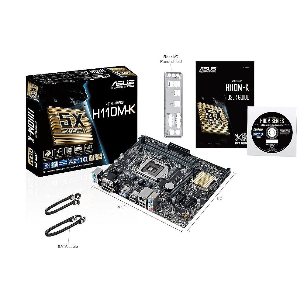ASUS H110M-K GL/SATA600/DVI/VGA mATX Mainboard Sockel 1151