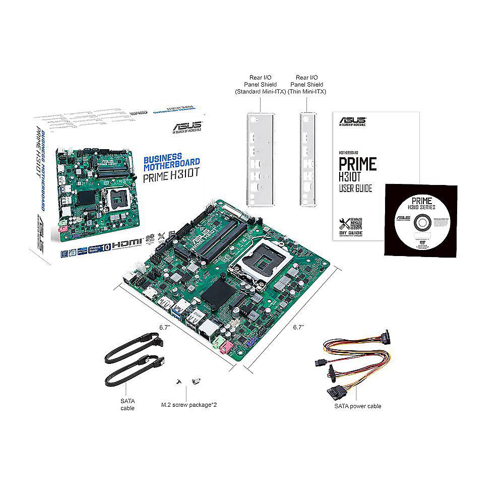 ASUS Prime H310T USB3.1(Gen1)/M.2/SATA600/HDMI/DP M-ITX Mainboard Sockel 1151