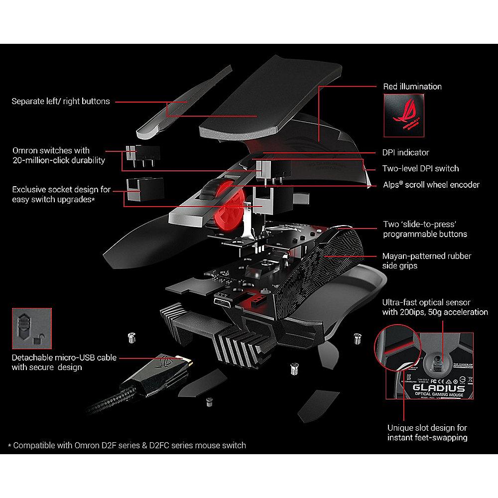 ASUS ROG Gladius Gaming Maus schwarz