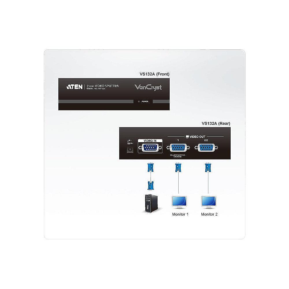 Aten VS132A 2-Port VGA Video Splitter (450 MHz), Aten, VS132A, 2-Port, VGA, Video, Splitter, 450, MHz,