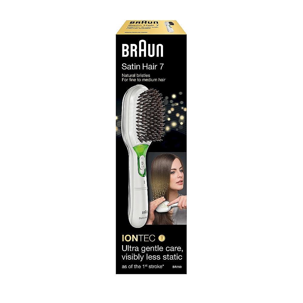 Braun Satin Hair 7 BR 750 Elektrische Haarbürste mit Naturborsten weiß