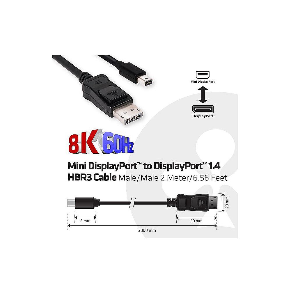 Club 3D 8K 60Hz Displayport 1.4 Adapterkabel 2m mDP zu DP HBR3 CAC-1115