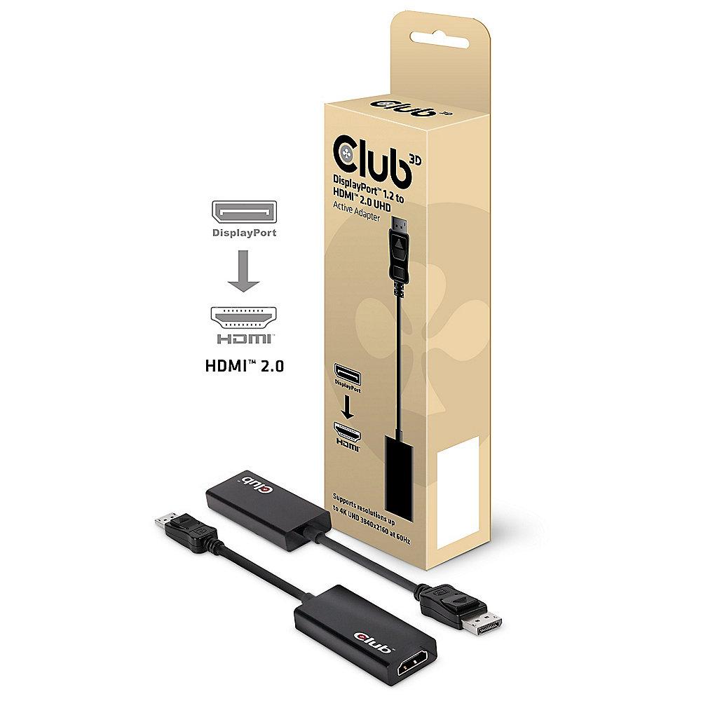 Club 3D DisplayPort Adapter 0,18m DP zu HDMI 2.0 UHD 3D 4K60Hz schwarz CAC-1070, Club, 3D, DisplayPort, Adapter, 0,18m, DP, HDMI, 2.0, UHD, 3D, 4K60Hz, schwarz, CAC-1070