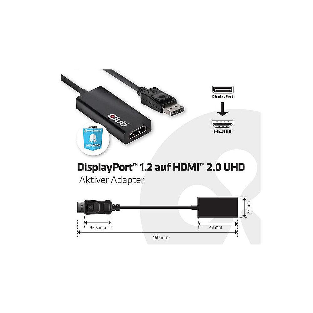 Club 3D DisplayPort Adapter 0,18m DP zu HDMI 2.0 UHD 3D 4K60Hz schwarz CAC-1070, Club, 3D, DisplayPort, Adapter, 0,18m, DP, HDMI, 2.0, UHD, 3D, 4K60Hz, schwarz, CAC-1070