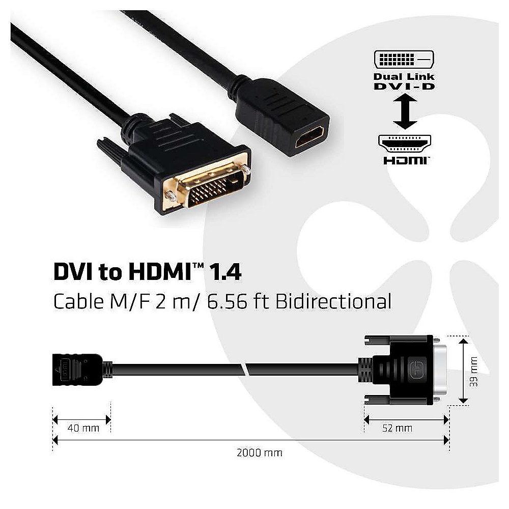 Club 3D HDMI Adapterkabel 2m HDMI zu DVI-D bidirektional schwarz CAC-1211