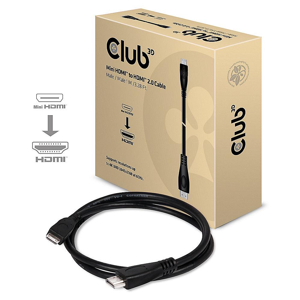 Club 3D HDMI Kabel 1m mini HDMI zu HDMI 2.0 UHD bidirektional St./St. schwarz