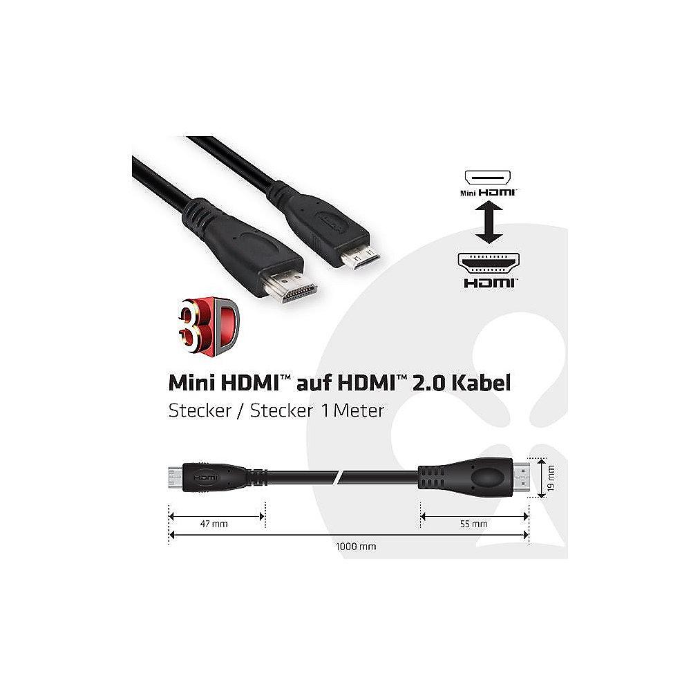 Club 3D HDMI Kabel 1m mini HDMI zu HDMI 2.0 UHD bidirektional St./St. schwarz