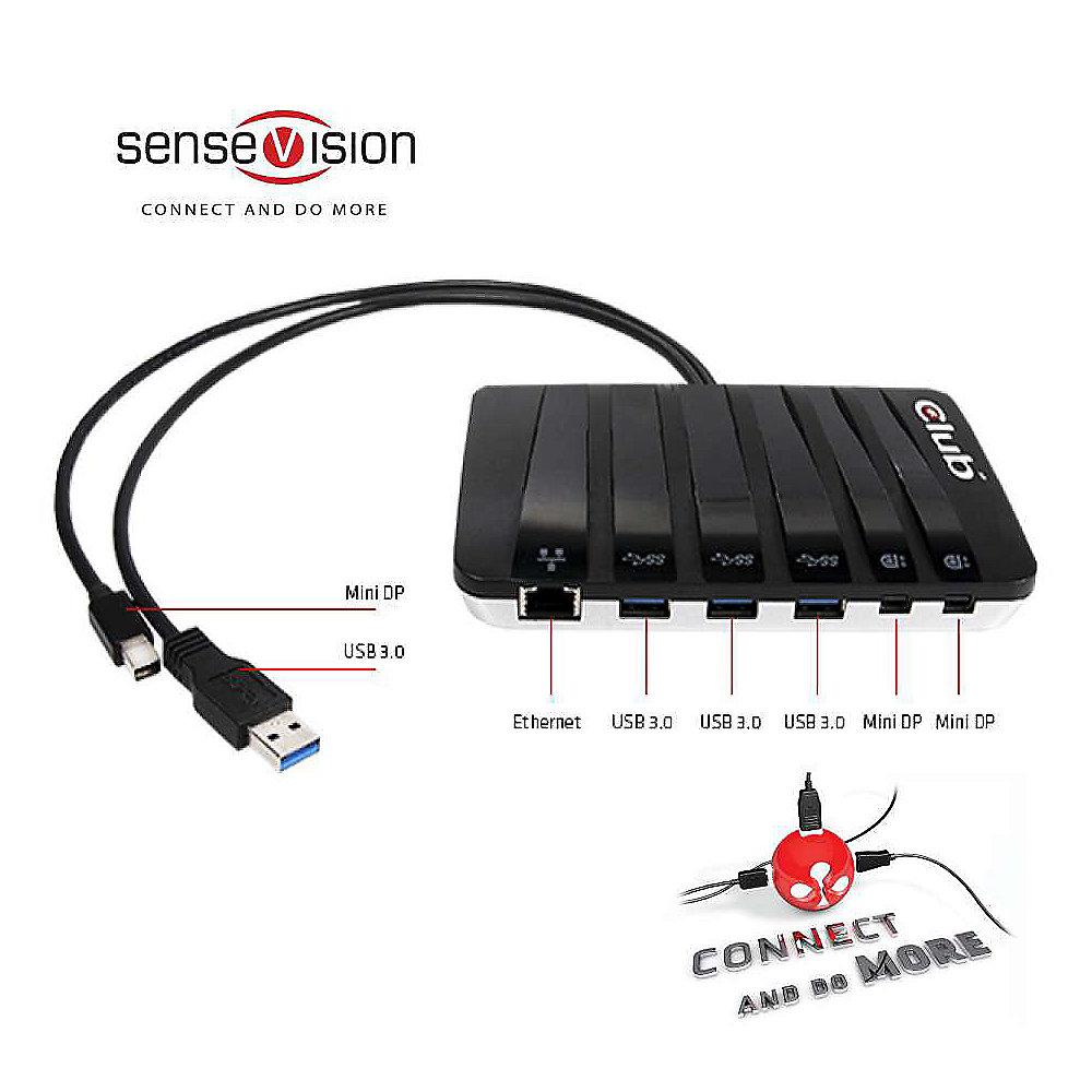 Club 3D SenseVision USB 3.0 MST Hub Docking   Dual Mini DisplayPort CSV-3203