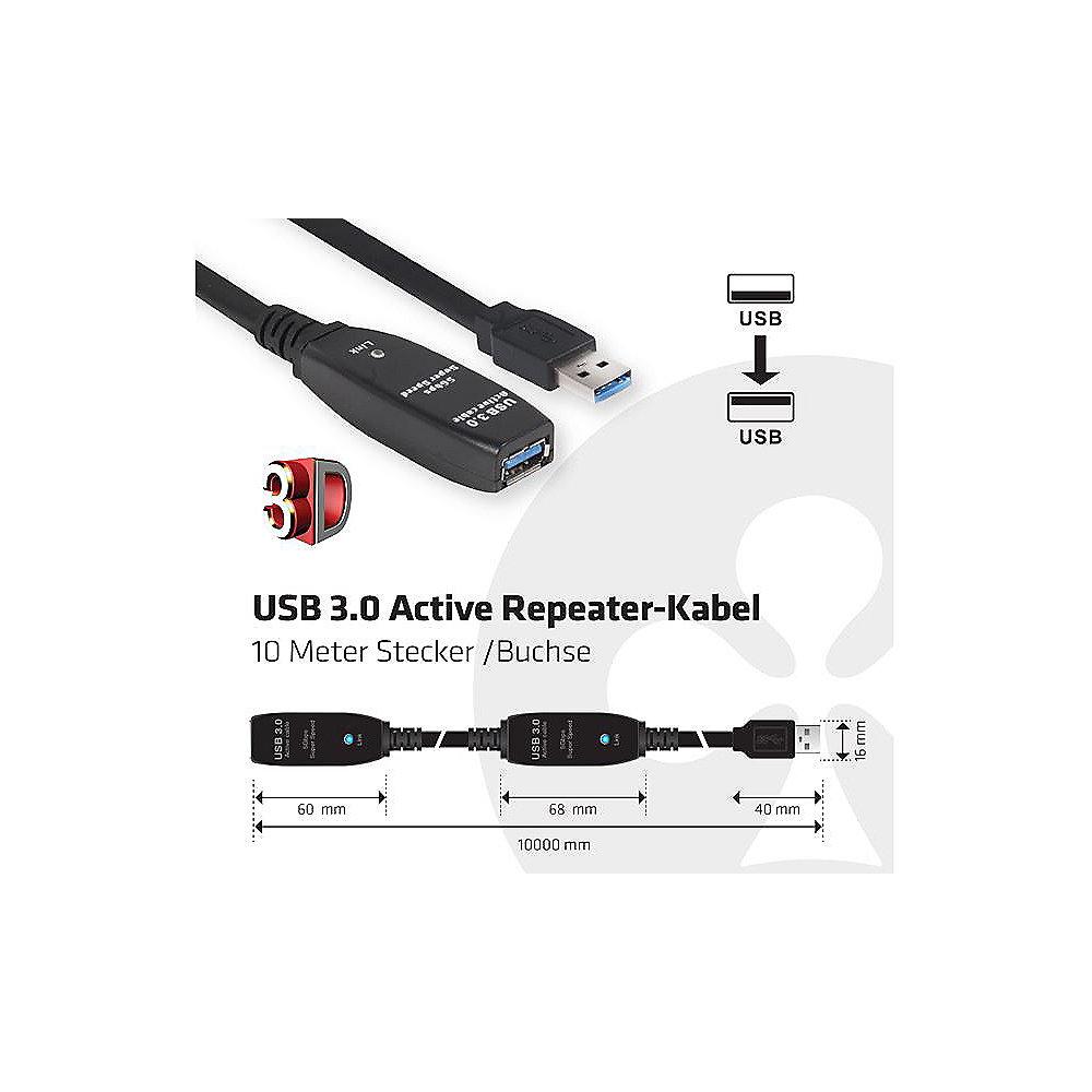 Club 3D USB 3.0 Kabel 10m aktiv Repeater St./Bu. schwarz CAC-1402