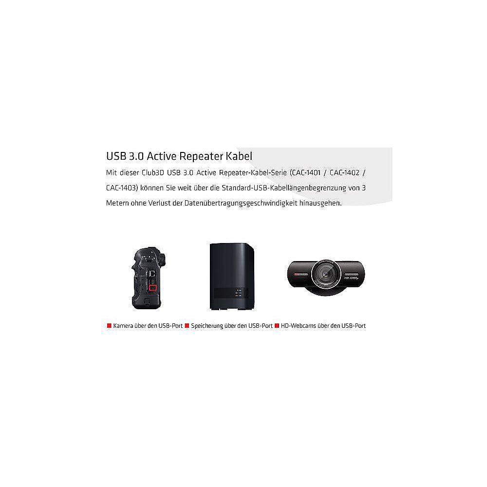 Club 3D USB 3.0 Kabel 10m aktiv Repeater St./Bu. schwarz CAC-1402