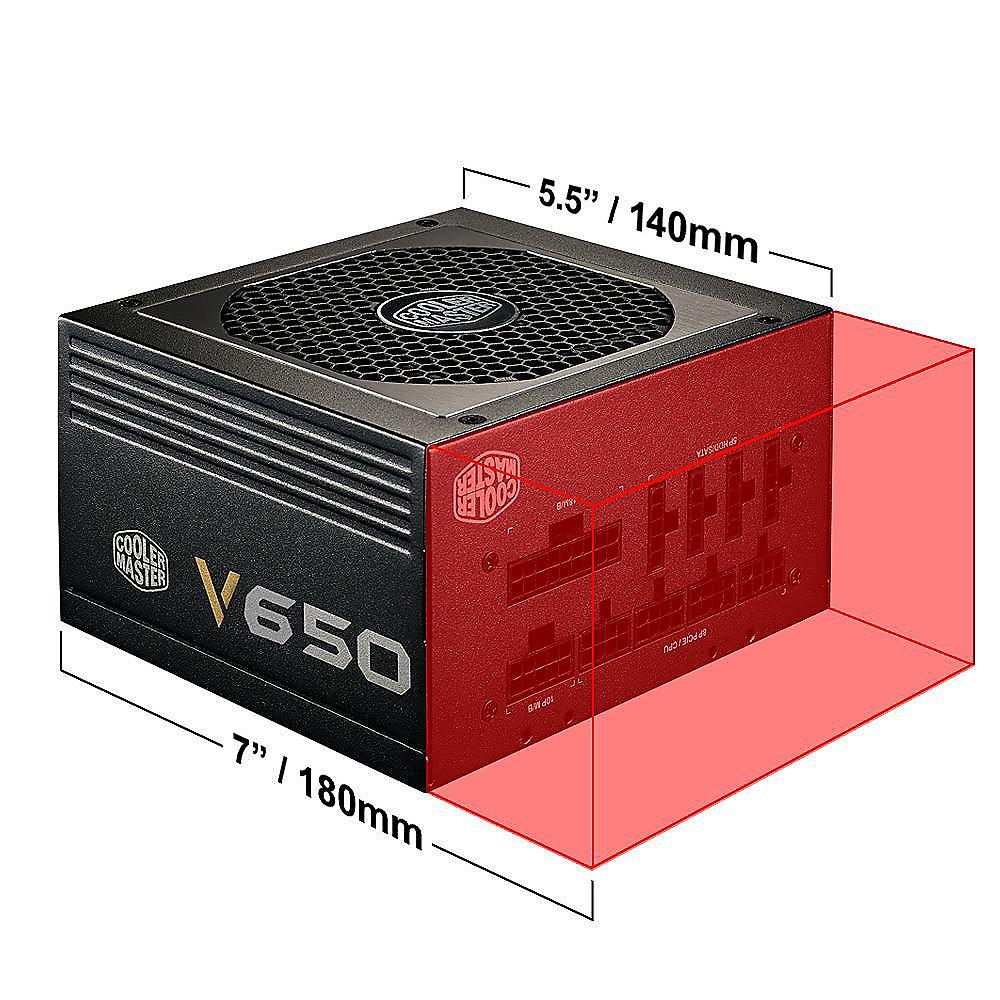 Cooler Master V-Series V650 650 Watt 80  Gold vollmodular 120mm Lüfter