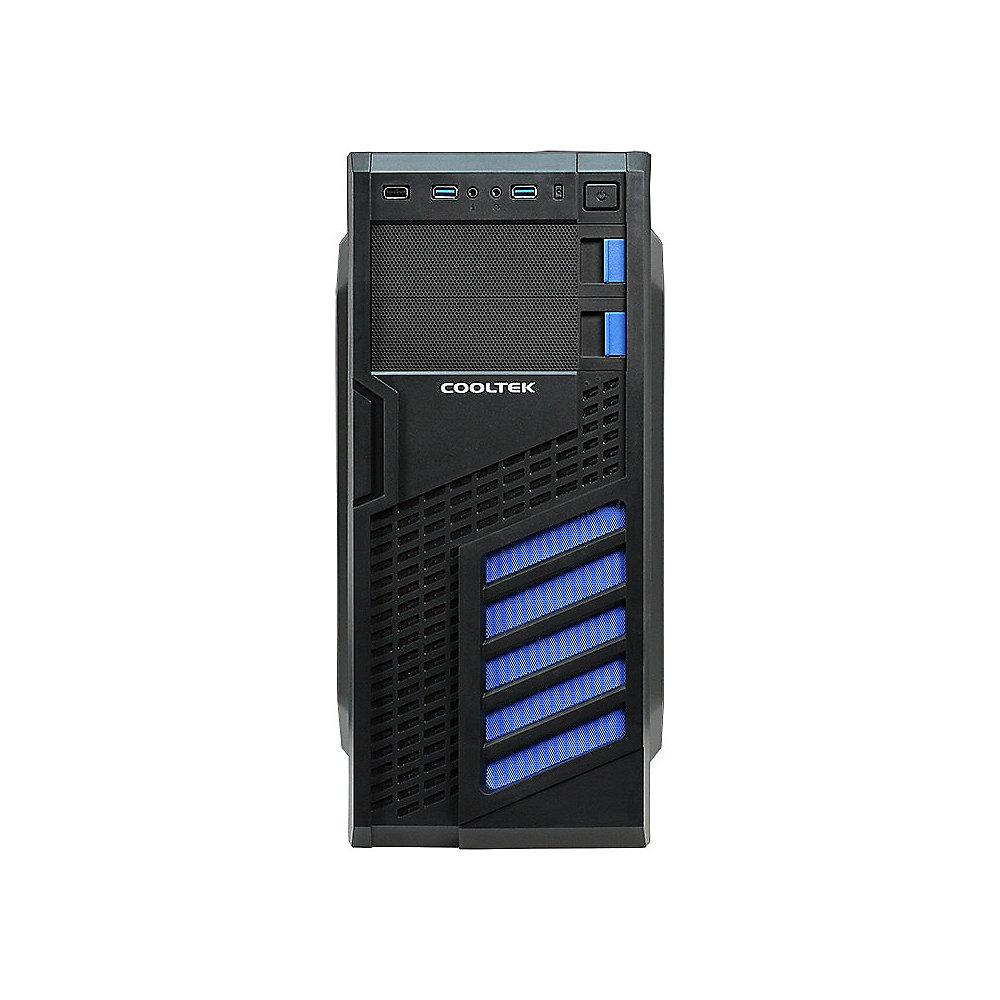 Cooltek KX Blue Midi Tower ATX Gehäuse schwarz/blau USB3.0