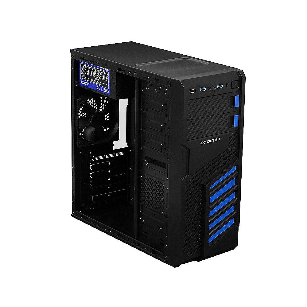 Cooltek KX Blue Midi Tower ATX Gehäuse schwarz/blau USB3.0