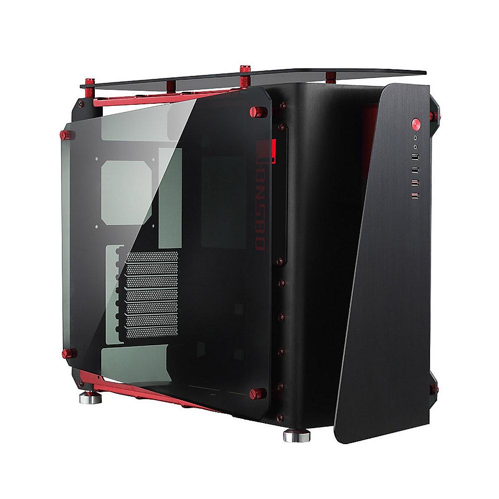 Cooltek MOD1 Midi Tower ATX Gehäuse, schwarz/rot mit Seitenfenster, Cooltek, MOD1, Midi, Tower, ATX, Gehäuse, schwarz/rot, Seitenfenster