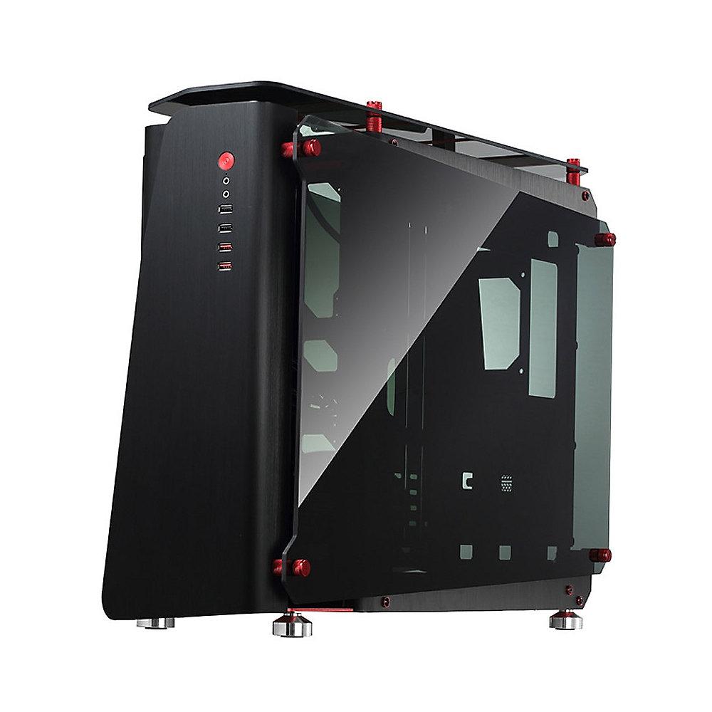 Cooltek MOD1 Midi Tower ATX Gehäuse, schwarz/rot mit Seitenfenster